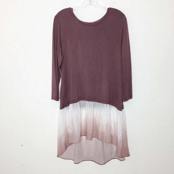 Logo Lori Goldstein Mauve Knit Ombre Hem Tunic